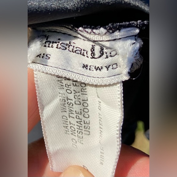 Vintage Christian Dior Black MIDI Satin Slip Skirt Scalloped Union Made in USA - Picture 3 of 11